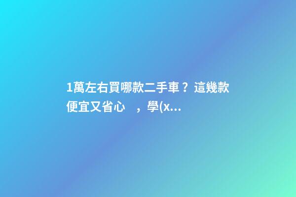 1萬左右買哪款二手車？這幾款便宜又省心，學(xué)生黨也能買得起！